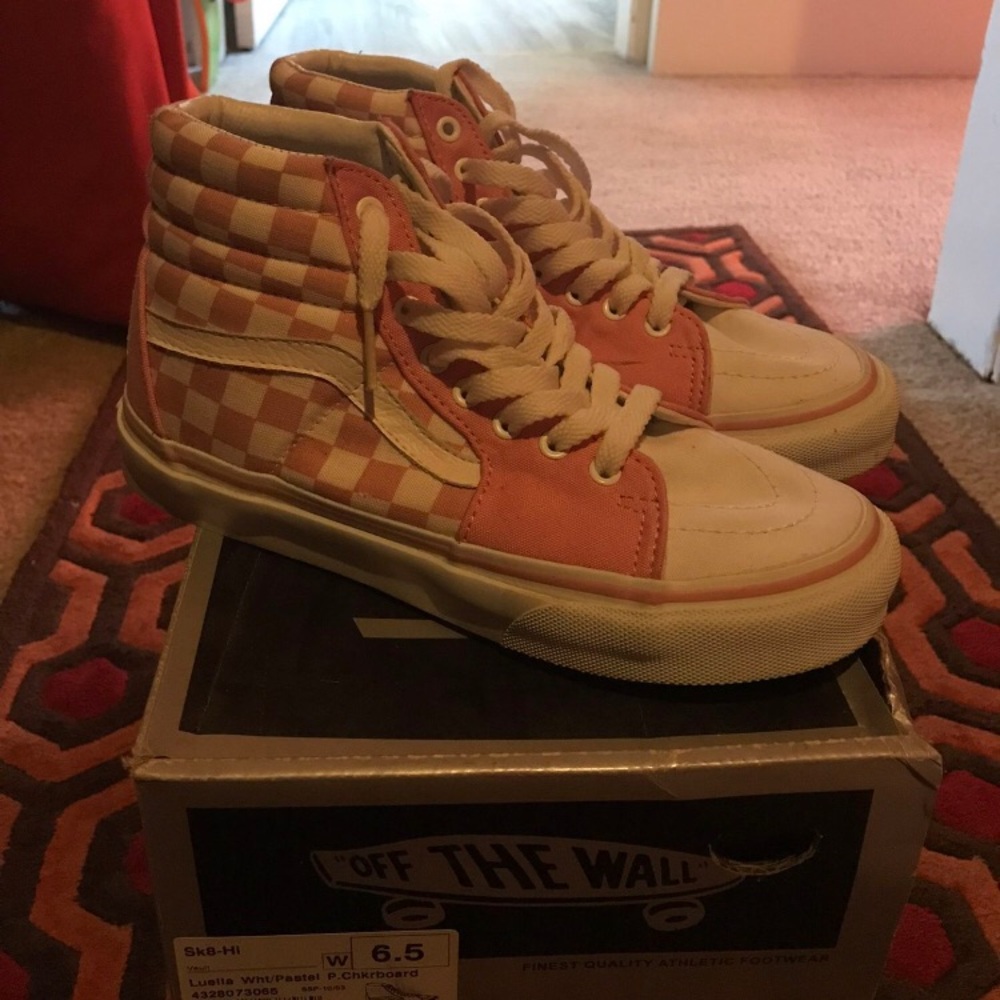 Womens Luella Vans Pink/white Sk8 HI’s Size 6.5